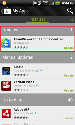 Google Play Store, Updates Available